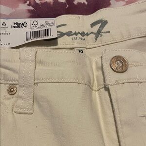 Seven7 Off-White Jeans with Gold Accents